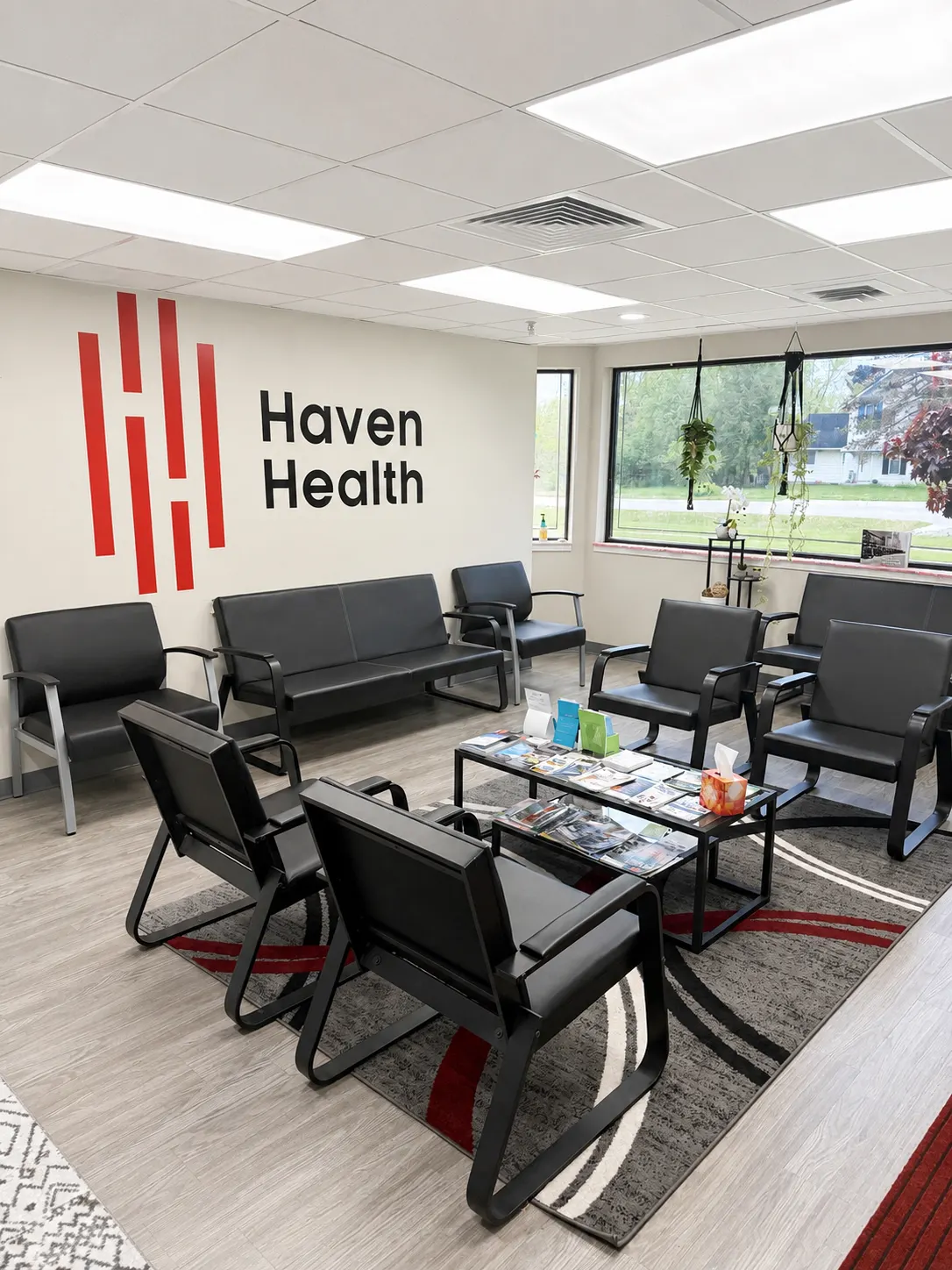 Haven Health waiting room in Woodhaven, MI — clean, welcoming seating area for internal medicine patients